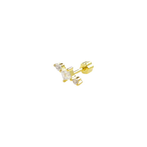 TAŞLI KARE GÜMÜŞ TRAGUS PIERCING